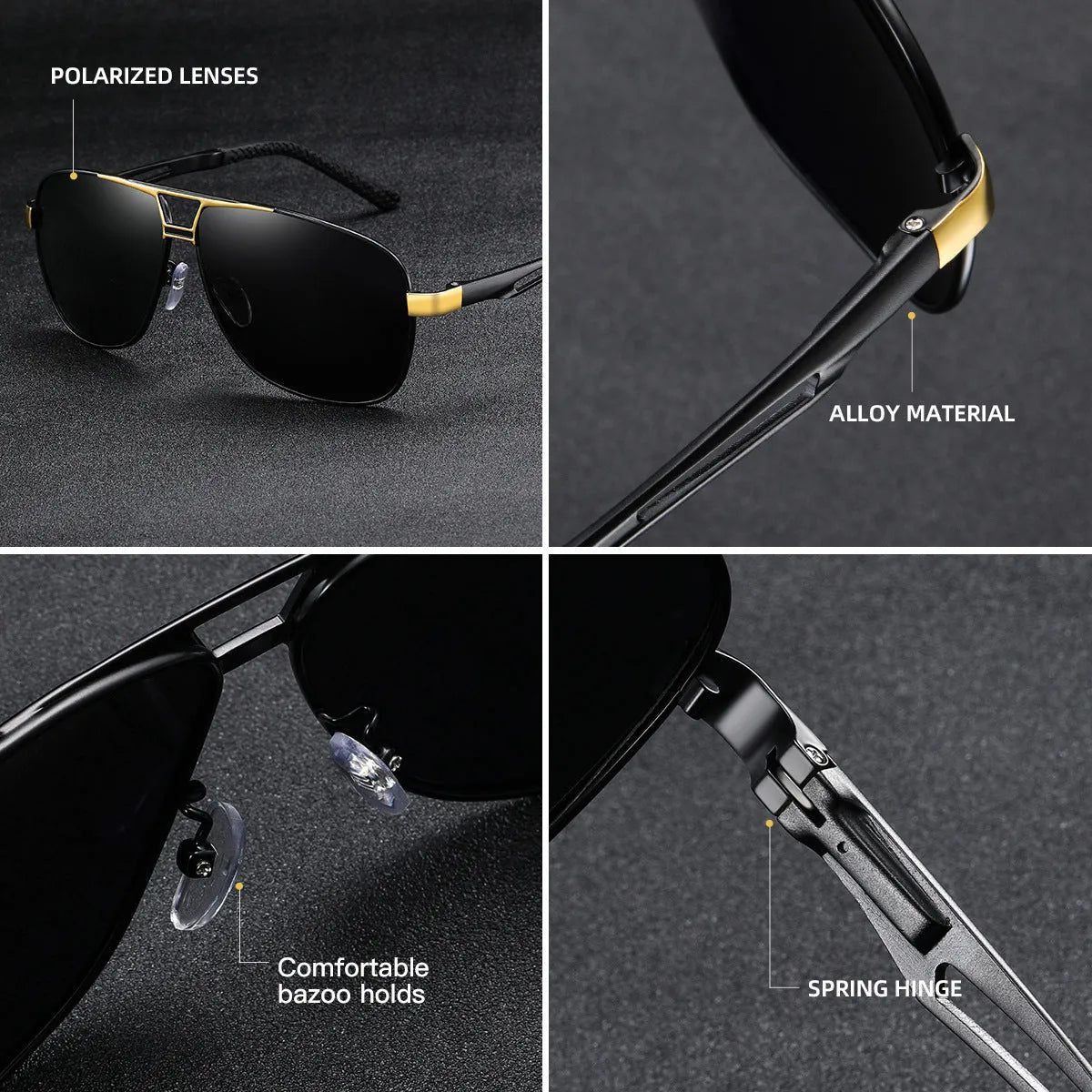 Men's orange red polarised aviator sunglasses with metal frame and TAC lenses