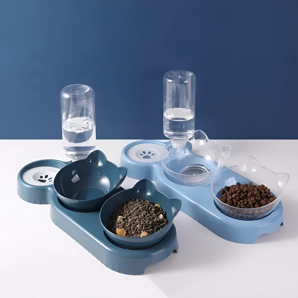 Anti-tumble snail-shaped cat bowl in dark blue, pink, or haze blue, pet tableware for cats