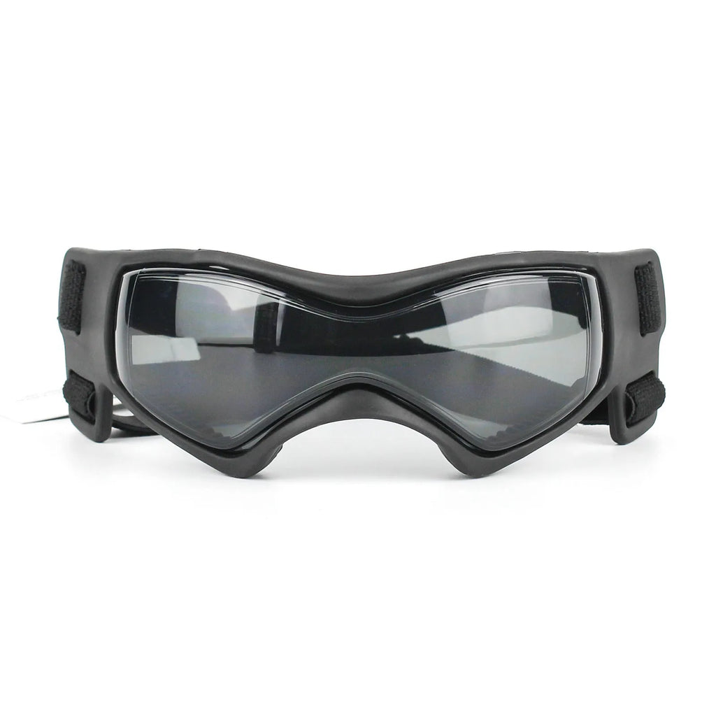Dog UV protective goggles with silicone frame, PC lens, adjustable 34-46cm head circumference, red black pink