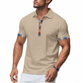 Men's short-sleeved V-neck printed loose casual polo shirt in summer colours