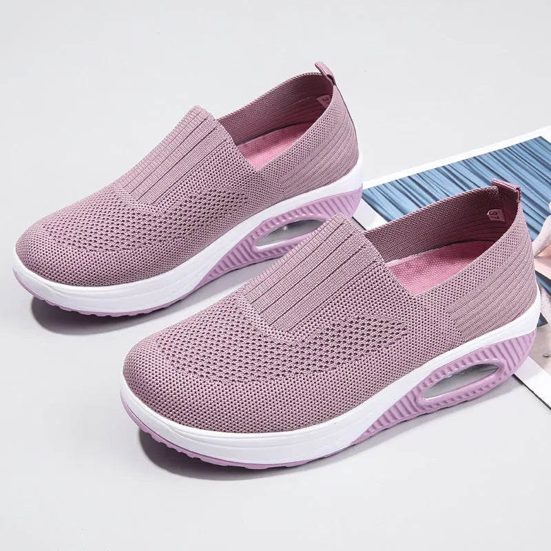 Women's casual running shoes with air cushion and PU mesh upper in various colours
