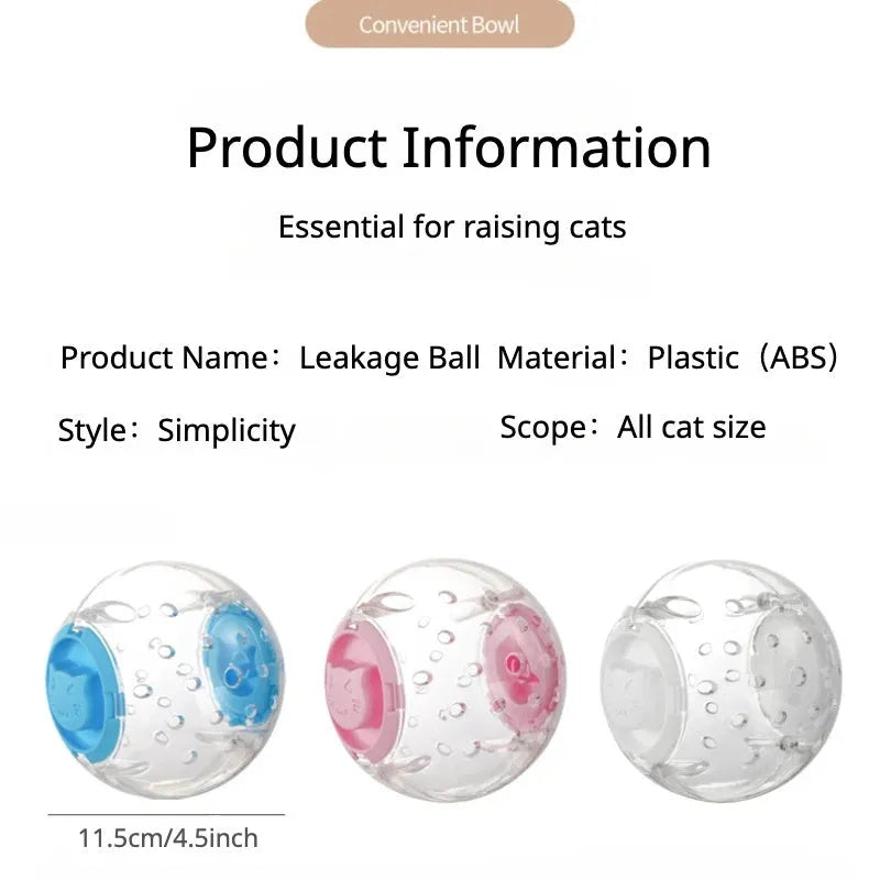 Blue pink or white ABS plastic cat slow feeder leaky ball toy 11.5cm diameter