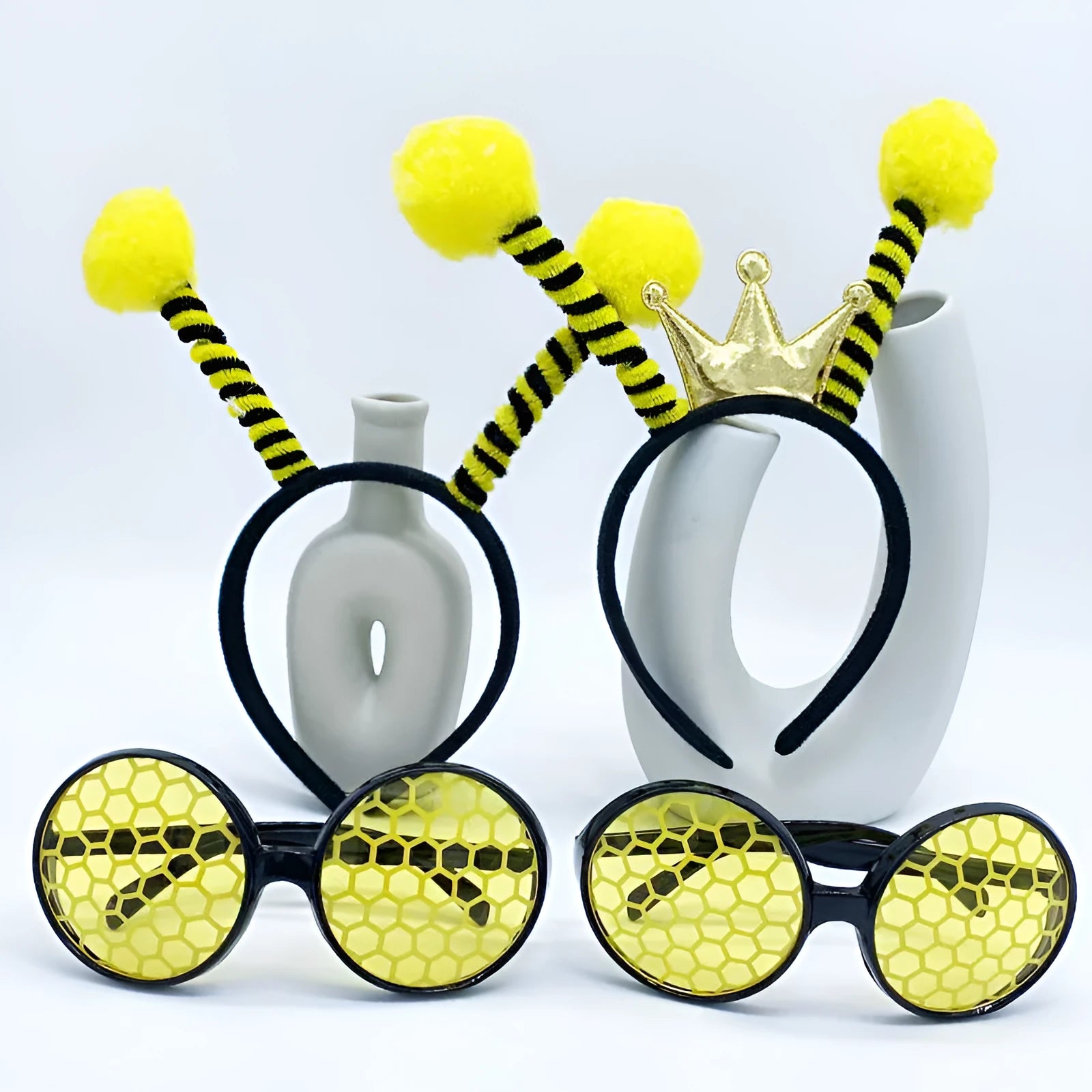 Children's cloth bees costume headband and glasses set with butterfly and ladybug details.