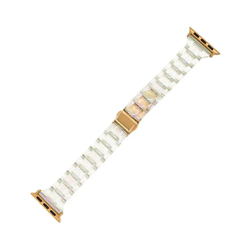 Colourful laser carved transparent resin watch strap with straight 22mm interface for Apple watches
