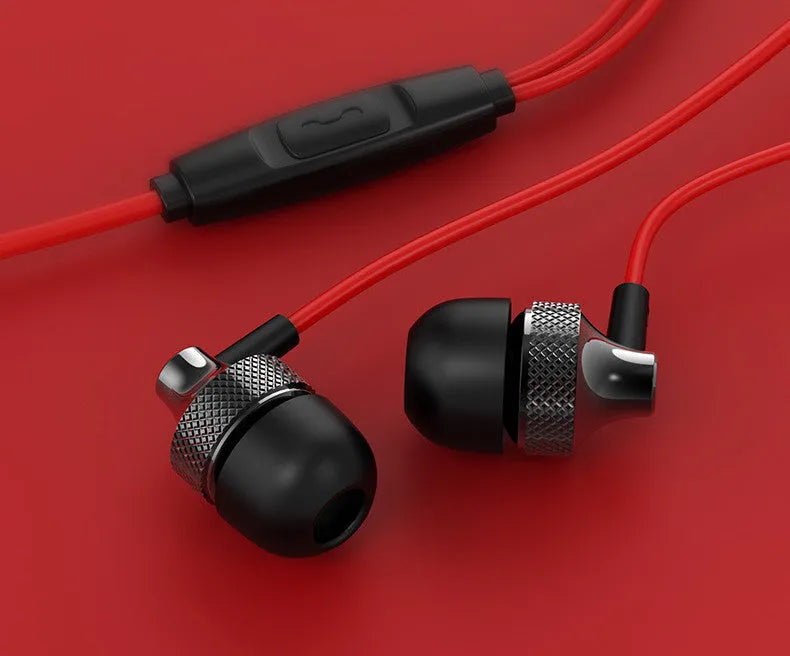 Auricular Metal Fever heavy bass copper in-ear headphones with microphone on wheat cable in black colour