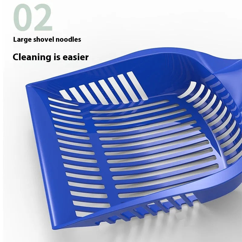 PP plastic cat litter scoop in red, yellow, and blue colours showing small and medium size options
