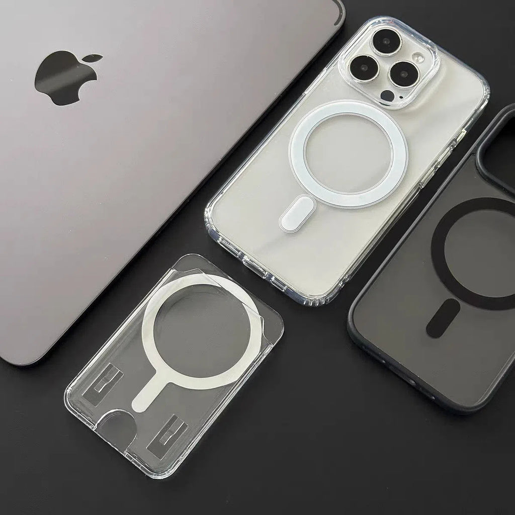Transparent acrylic full-coverage phone case with wallet card holder for Apple iPhone