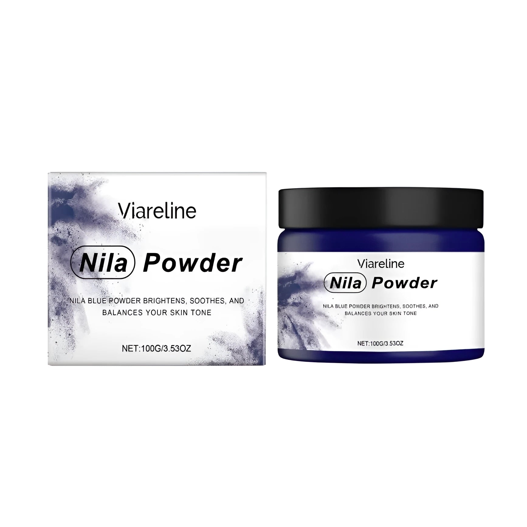 Container of brightening and firming moisturising mask powder with 100g content and ingredients including α-arbutin and collagen