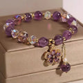 Natural purple amethyst fox pendant bracelet with a geometric antique style and a nine-tailed fox charm.