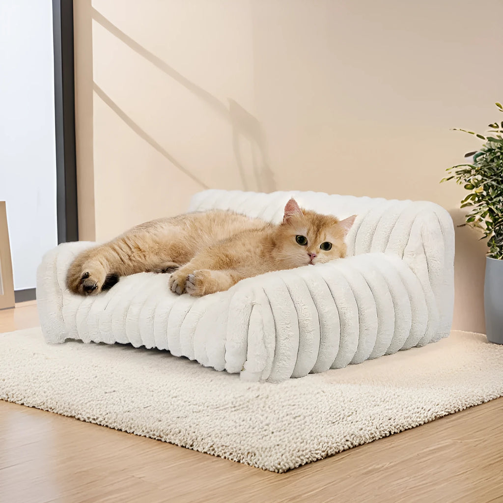 Milky White cloth dog bed and cathouse for dogs and cats, sizes S and M shown