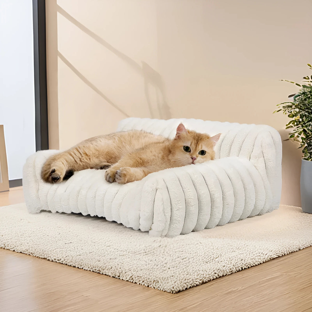 Milky White cloth dog bed and cathouse for dogs and cats, sizes S and M shown