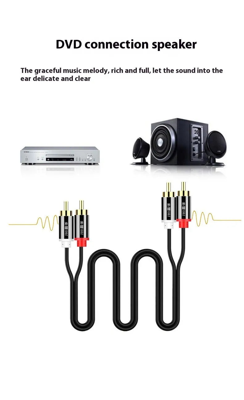 Gold-plated two-to-two double-connected flower head audio cable for RCA connections