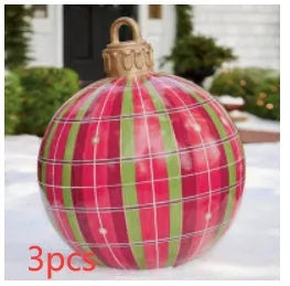 60cm diameter PVC inflatable Christmas ball decoration in various colour patterns