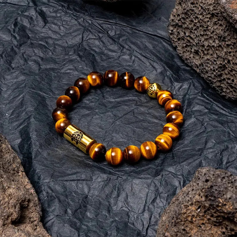 Unisex bodhi seed bracelet in ethnic geometric design, showing Classic and Mini size options.