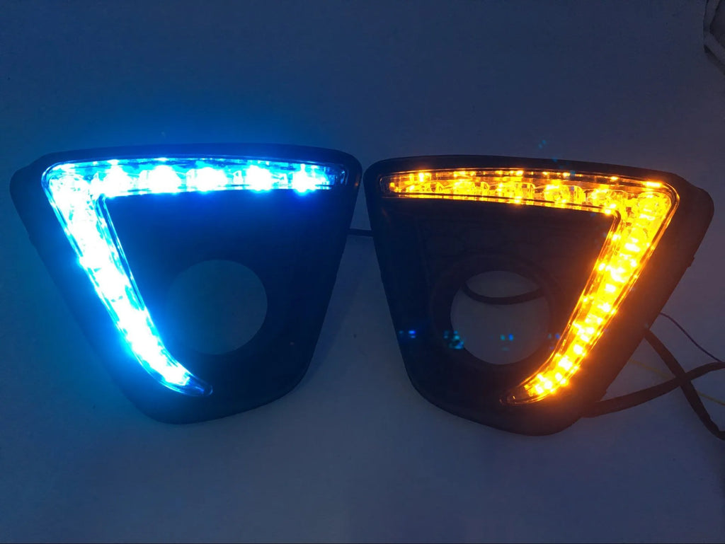 Mazda CX-5 LED daytime running light lamps with electroplated housing, shown in a set of two.