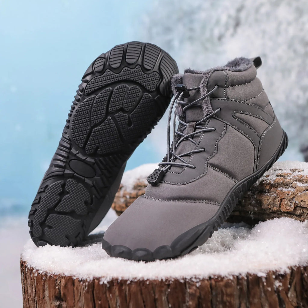 Five-finger waterproof fleece-lined hiking boots in multiple colours with non-slip rubber outsole
