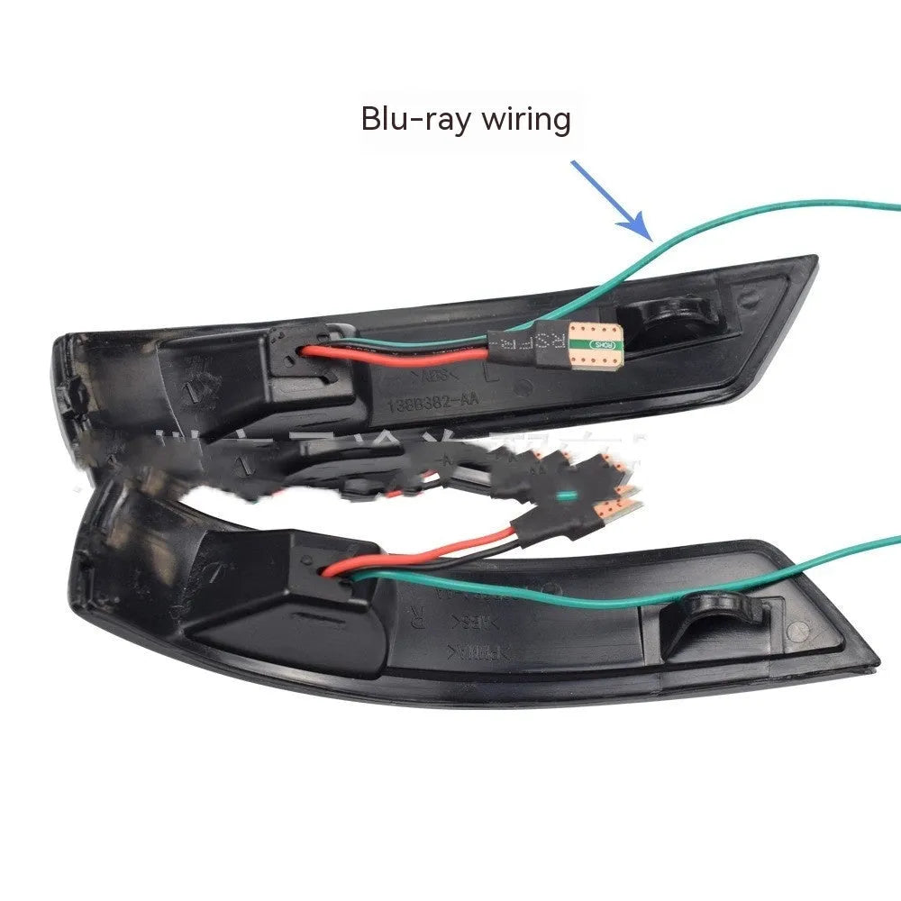 Ford Focus Mondeo rearview mirror waterfall lights with yellow and blue LED illumination in ABS plastic housing