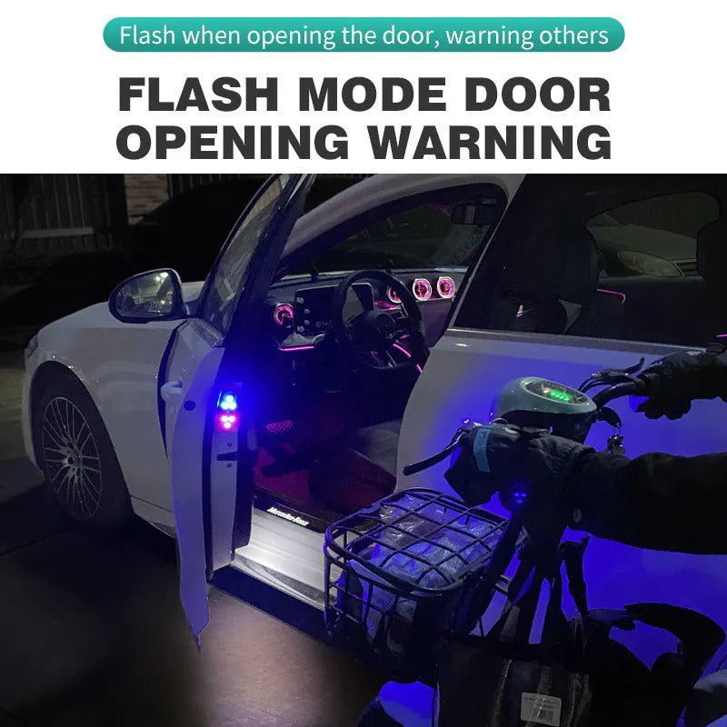 Universal car door warning light with LED anti-collision projection and ABS plastic housing