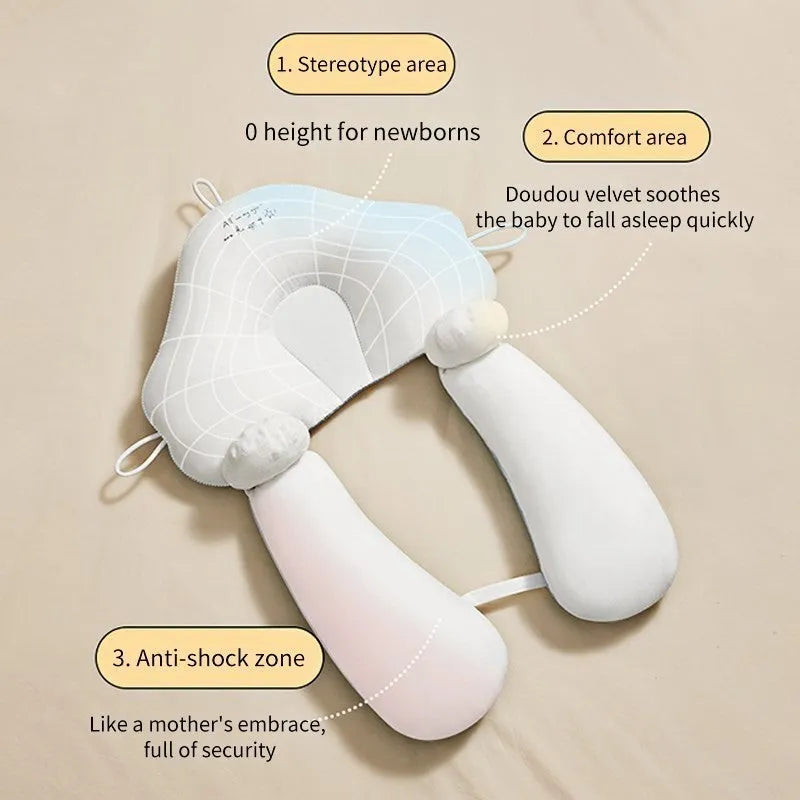 U-shaped baby head shaping pillow in pure cotton with detachable support column