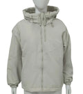 Women's hooded shell jacket in polyester available in grey, black, and purple with loose fit