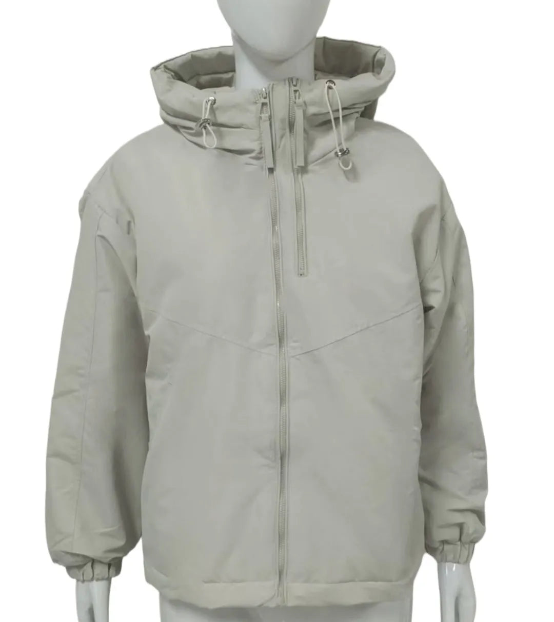Women's hooded shell jacket in polyester available in grey, black, and purple with loose fit