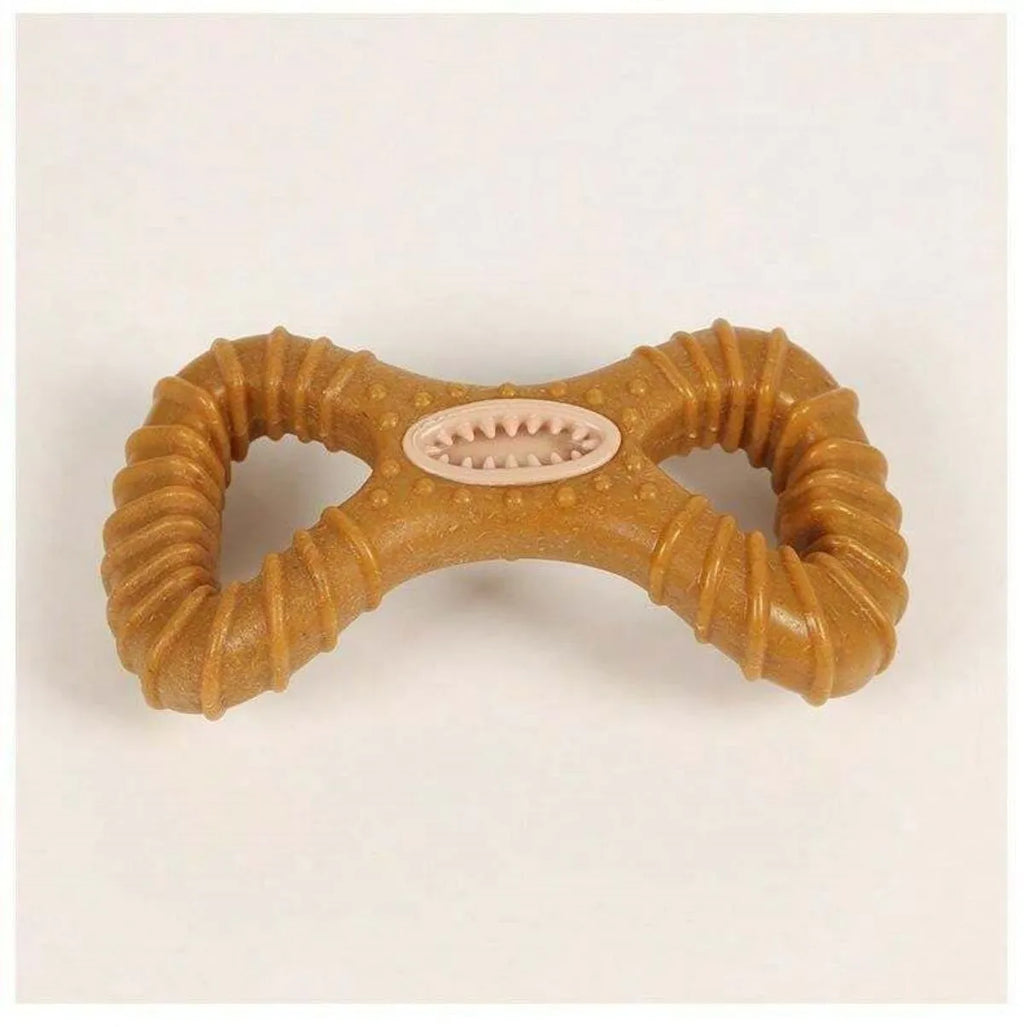 Dog chew toy bone with textured surface for teeth cleaning in 8-shape and Y-shape designs
