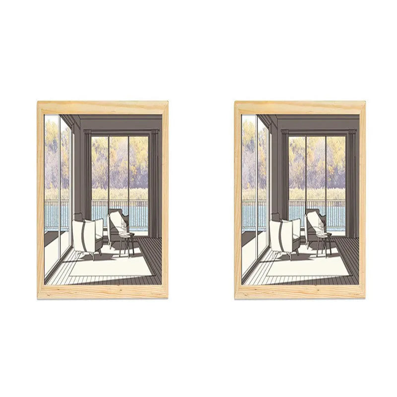 LED illuminated decorative picture on acrylic panel with scenic design and adjustable colour lighting