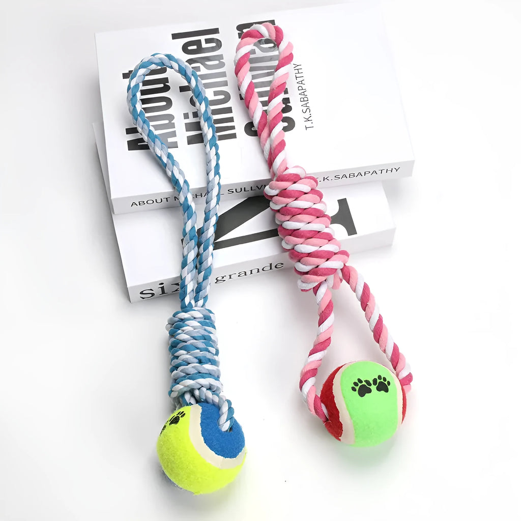 38cm cotton rope dog tug toy with vent holes in red and white colour option