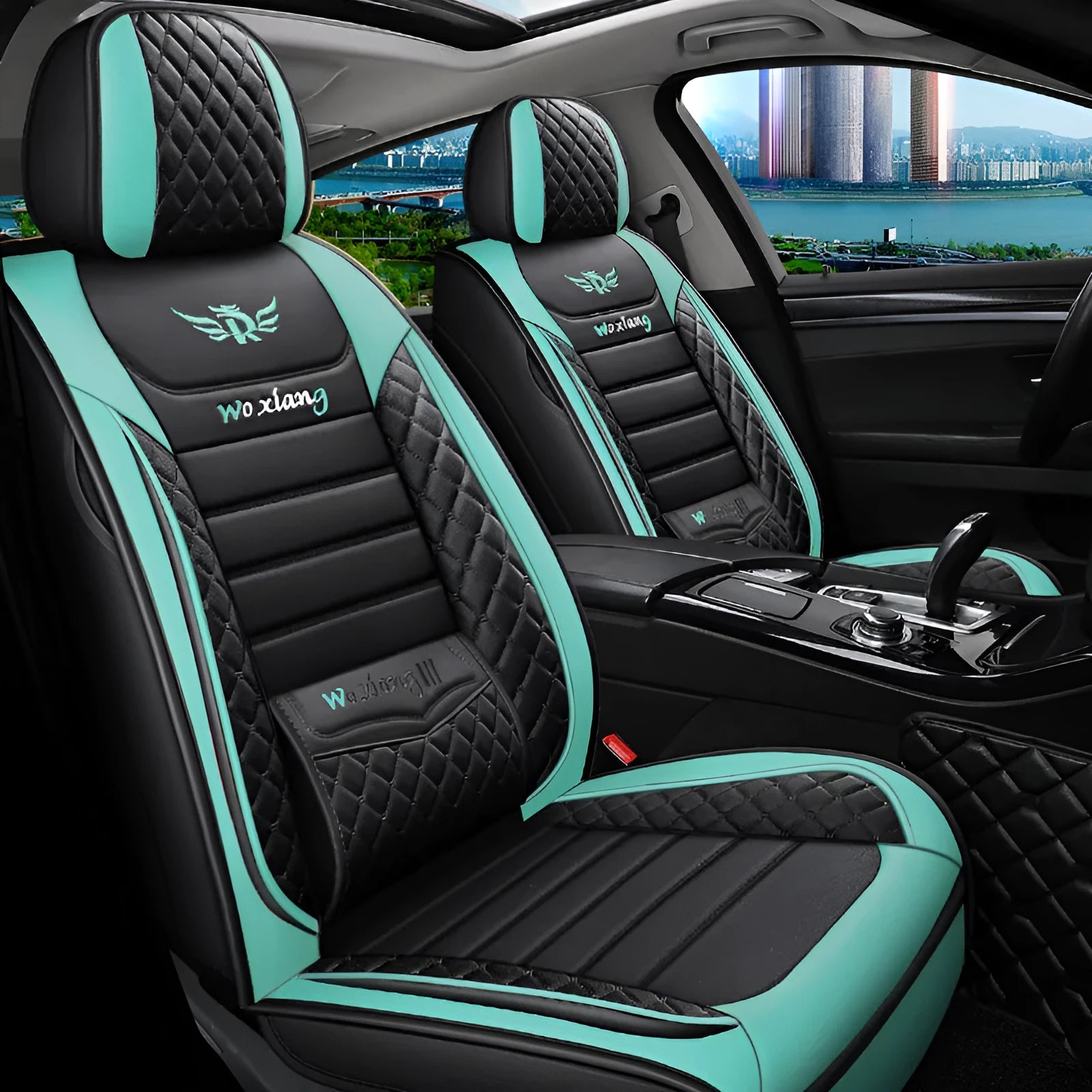 Universal high elastic sponge filled car seat cushion in leather, shown in a red colour.