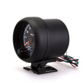 Black plastic automotive tachometer with blue light pointer display for engine speed measurement