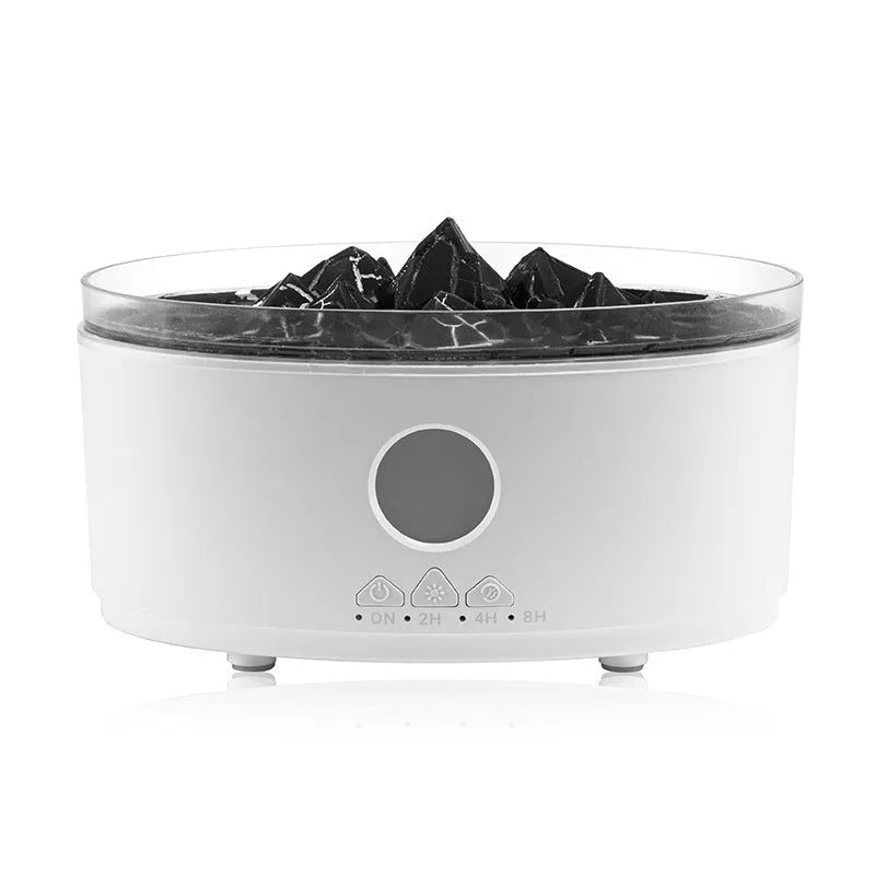Volcano aroma diffuser with dual fog outlets in white finish on a desk