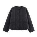 Women's bow quilted coat in black polyester, straight cut, medium thickness, regular sleeves, size M