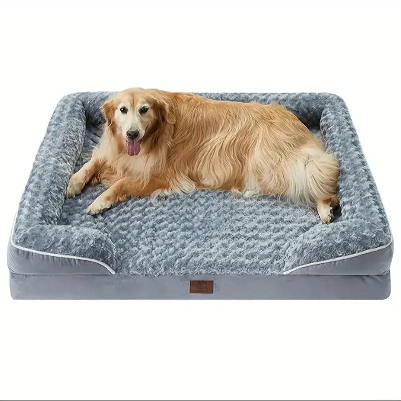 Waterproof dog kennel pad with removable washable cover in light grey, dark grey, and coffee brown colours