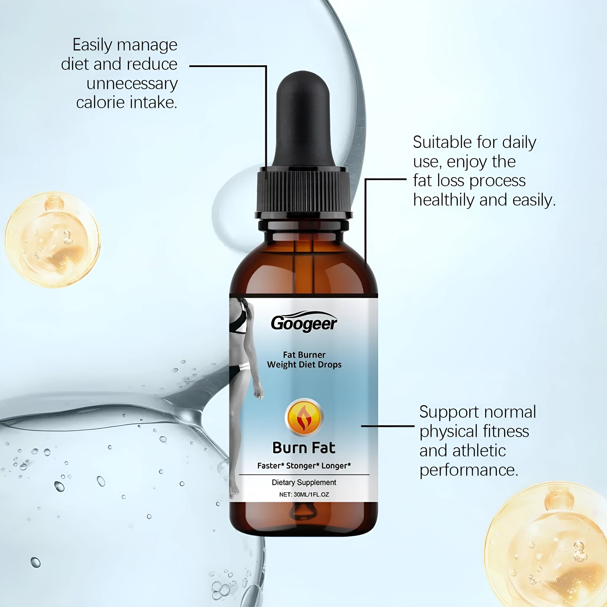 Googeer Fat Burner Weight Diet Drops 30ml essential oil bottle