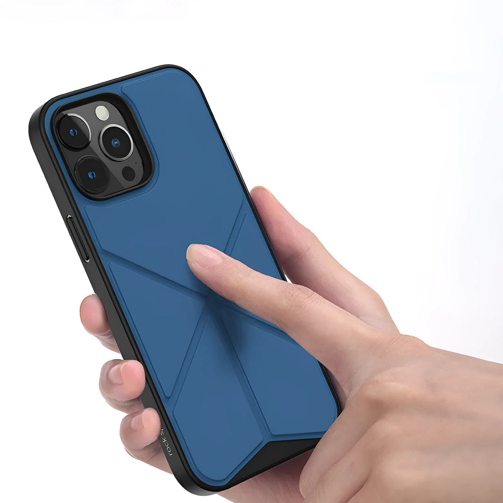 Black and blue TPU protective case for iPhone 13 series on a white background.