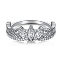 Sterling silver crown-shaped fashion OL women's ring on neutral background