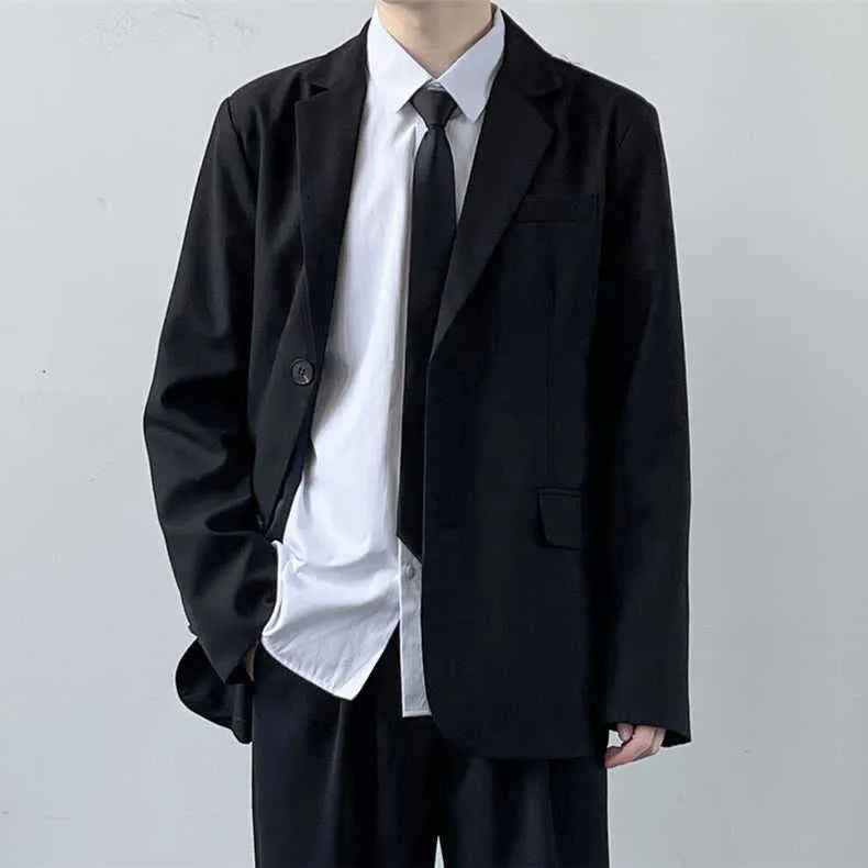 Men's plus size three-piece suit set with jacket, trousers, shirt and tie in college style