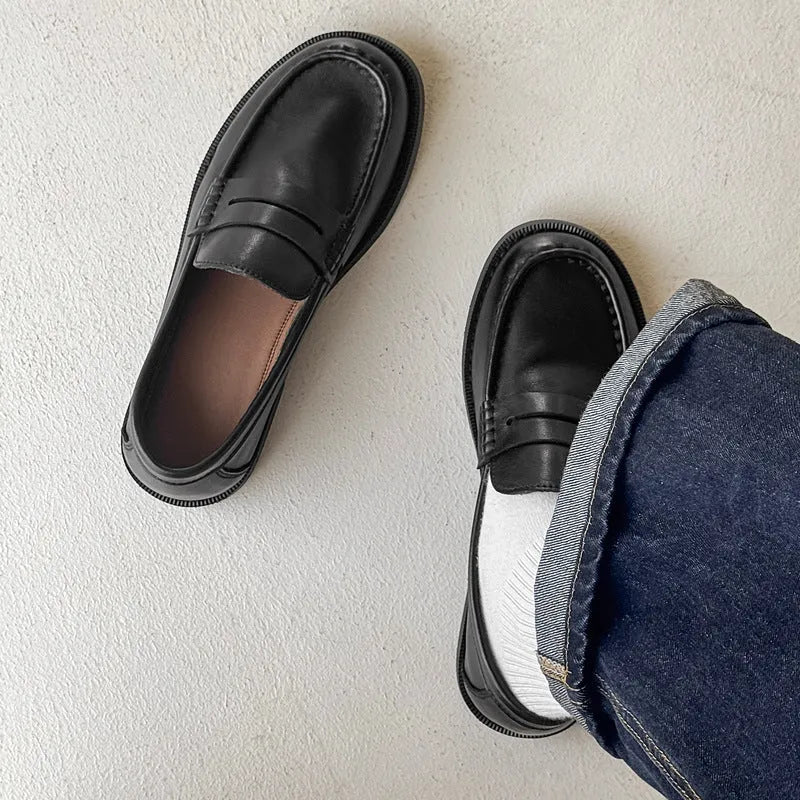 Men's retro slip-on casual shoes in microfiber PU leather with rubber sole