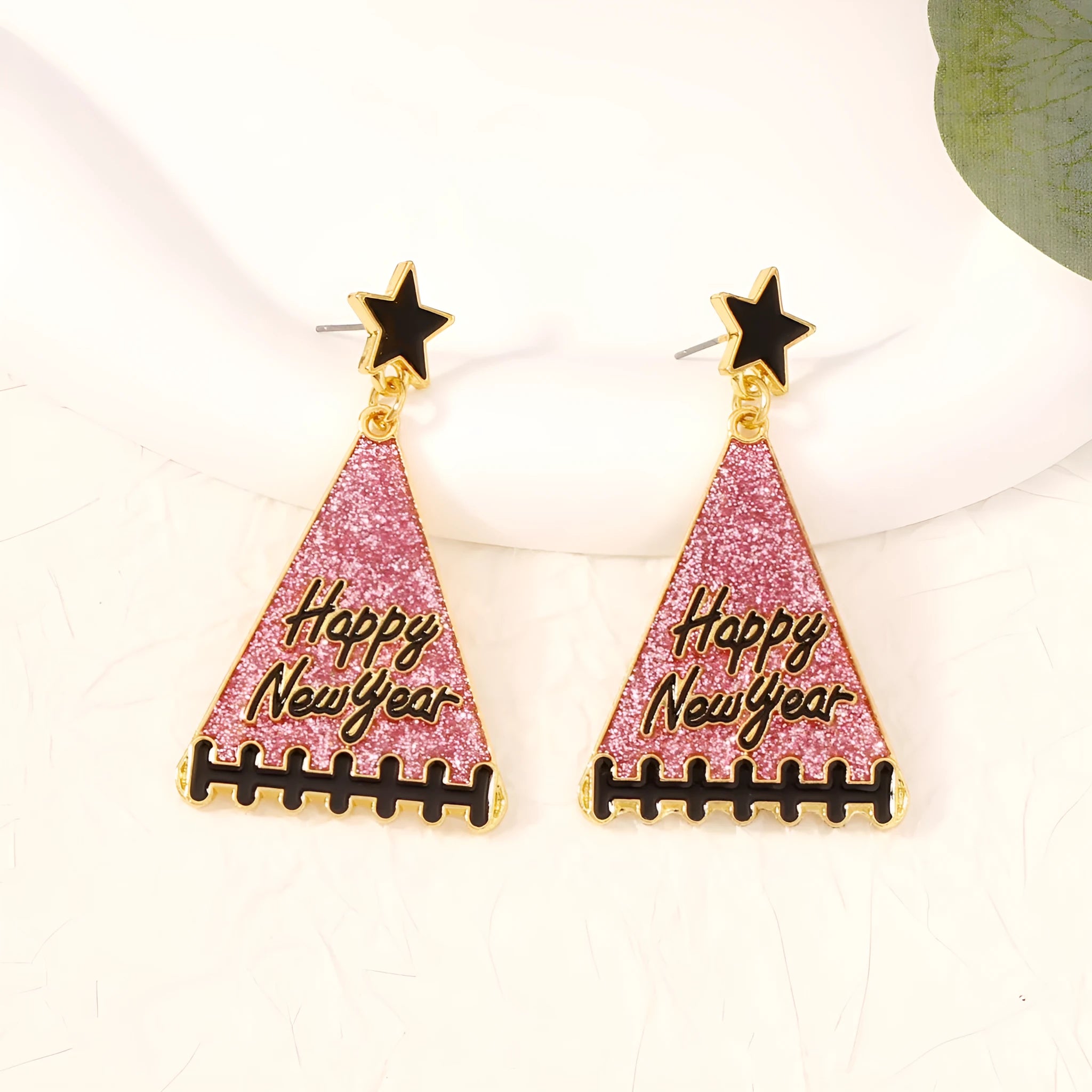 New Year tree girl gift earrings for women in pink, green, gray, yellow, and red zinc alloy
