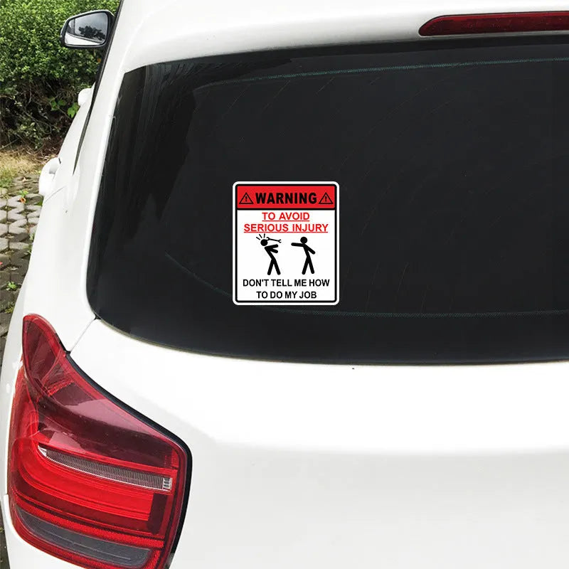 Car glass warning sticker measuring 14.9cm by 12.6cm with type A hit design