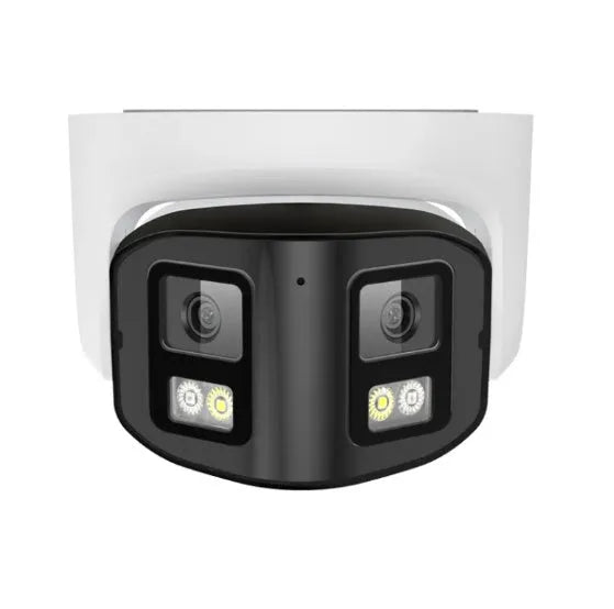 4MP dual-lens POE CCTV security camera with panoramic coverage and IP66 waterproof rating