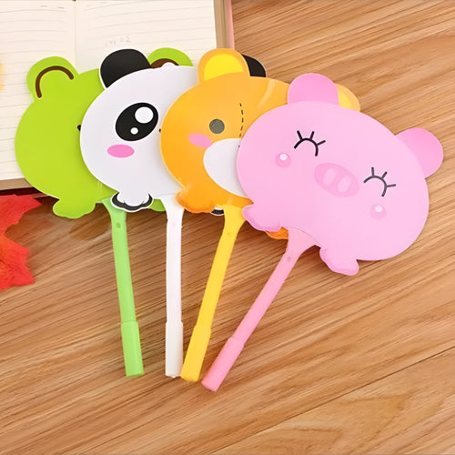 Plastic advertising ballpoint pen with animal designs measuring 19.5cm