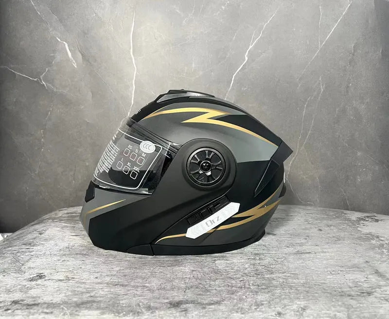 Matte black full face motorcycle helmet with ABS construction showing visor detail