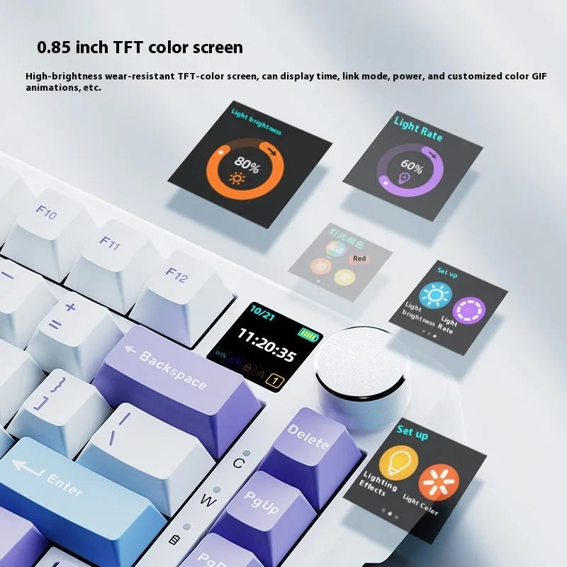 Three-mode wireless mechanical keyboard with hot-swap in black, grey and yellow colour scheme
