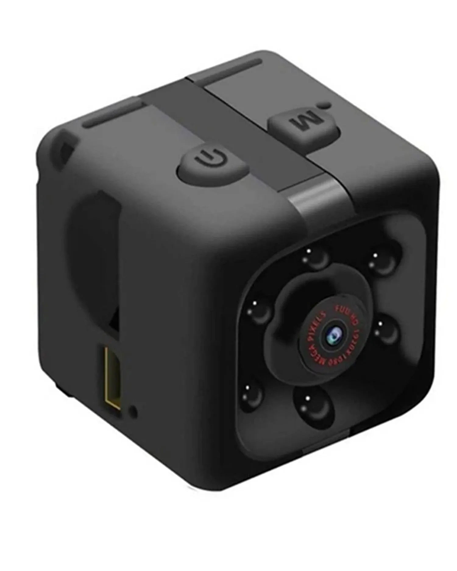 Black mini dashcam with USB cable for 1080P recording and infrared night vision
