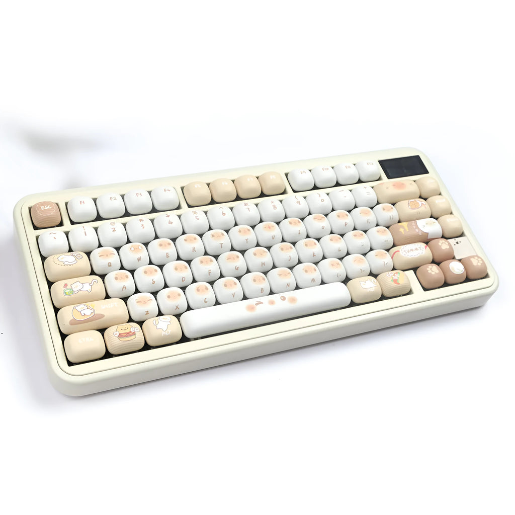 Steamed Bread mechanical keyboard PBT key cap set in multi-colour march past design with 1.5m cable.