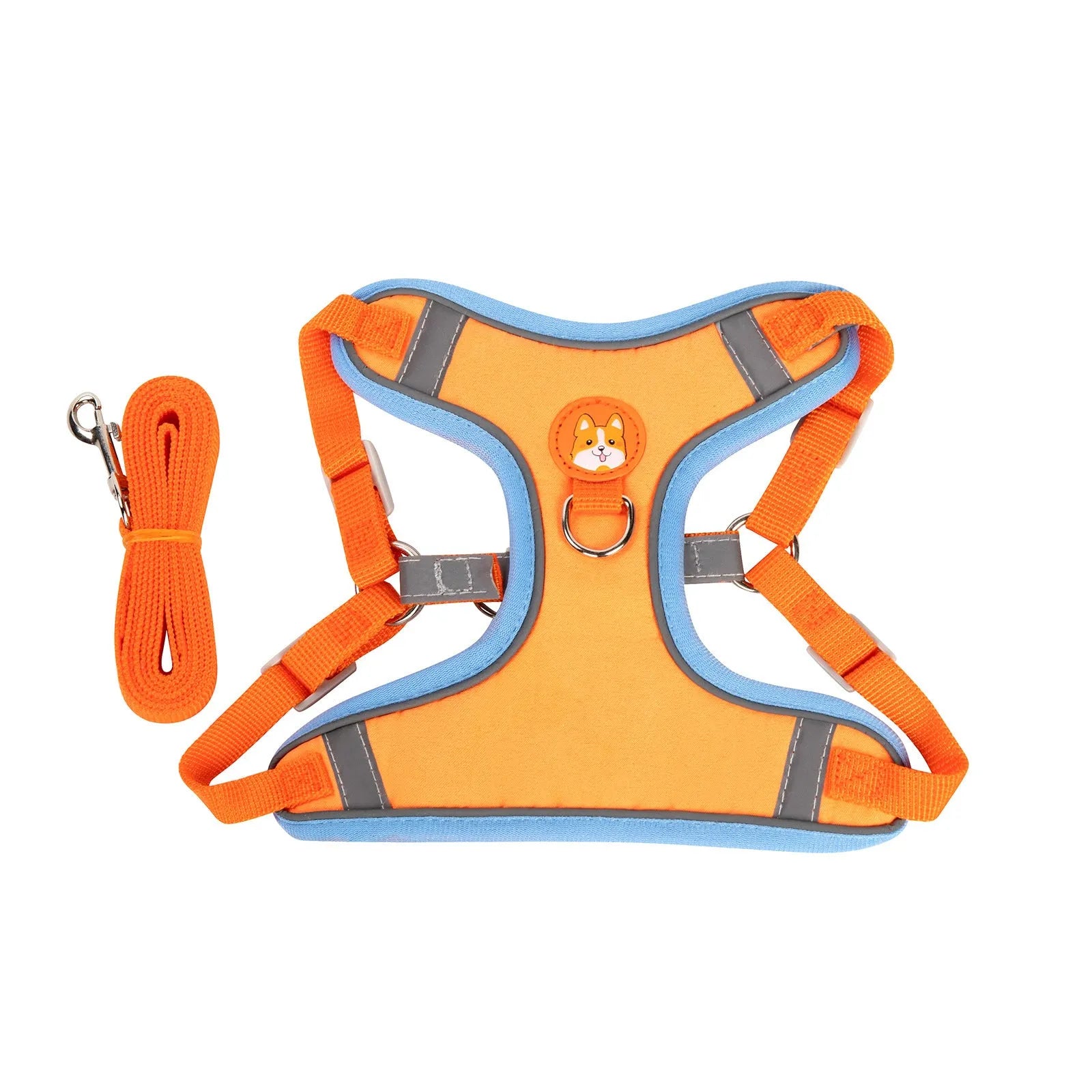 Adjustable dog harness vest with haulage rope leash in purple colour option