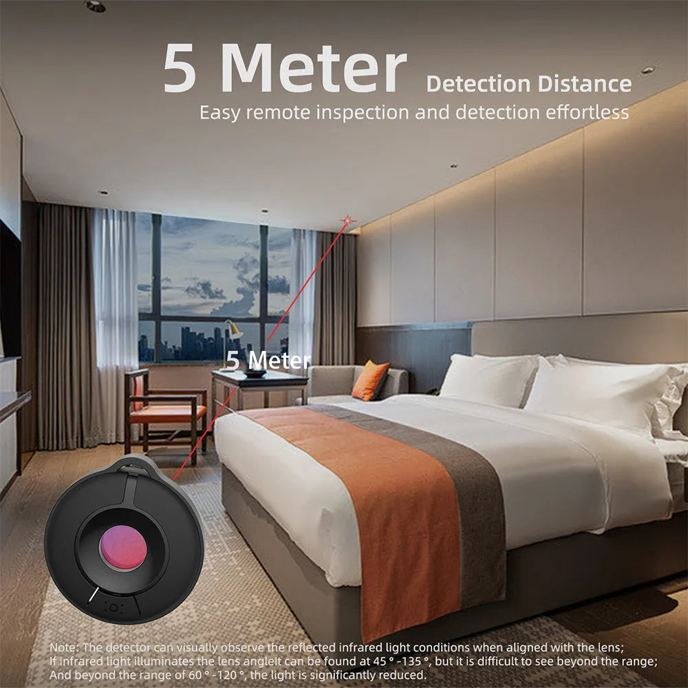 Compact S600 coloured infrared camera detector for finding hidden surveillance devices.