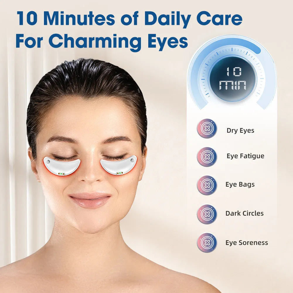White wireless red light EMS eye and facial massager beauty device