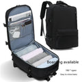 Waterproof nylon mummy travel backpack in a choice of colours including black, mint green, and pink.